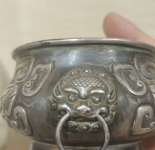 古玩銅器銀爐真品鑒賞圖