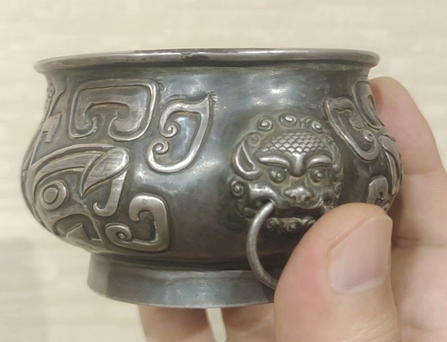 古玩銅器銀爐真品鑒賞圖