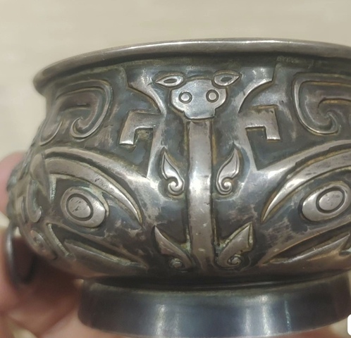 古玩銅器銀爐真品鑒賞圖