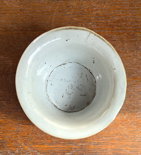 古玩陶瓷晚明團鶴紋青花馬蹄杯拍賣,當前價格2200元