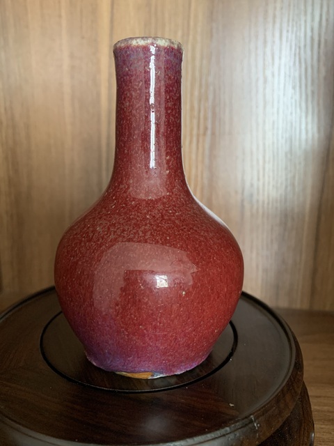 古玩陶瓷窯變紅釉天球瓶拍賣，當前價格12800元