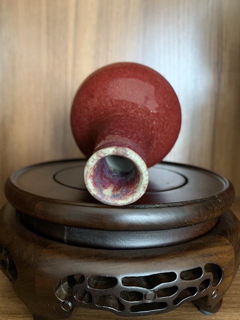 古玩陶瓷窯變紅釉天球瓶拍賣，當前價格12800元