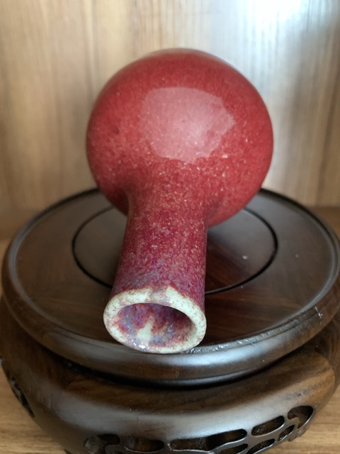 古玩陶瓷窯變紅釉天球瓶拍賣，當前價格12800元