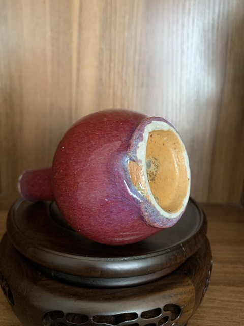 古玩陶瓷窯變紅釉天球瓶拍賣，當前價格12800元