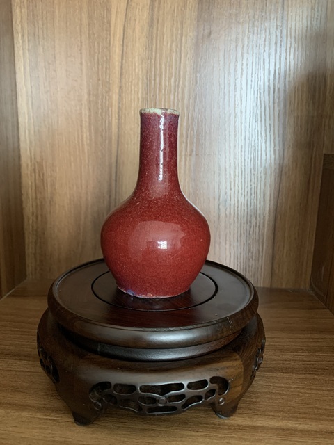 古玩陶瓷窯變紅釉天球瓶拍賣，當前價格12800元