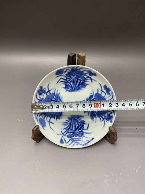 古玩陶瓷清晚期·蓮池游禽滿池嬌·青花盤拍賣，當前價格1360元