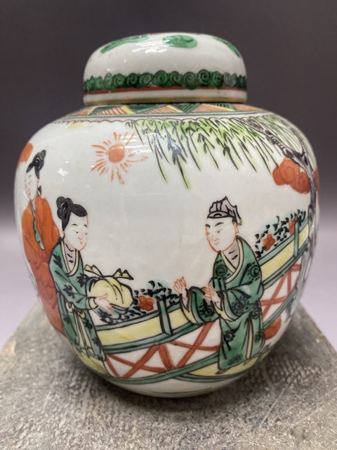 古玩陶瓷清晚期·西廂記·五彩蓋罐拍賣,當前價格2260元