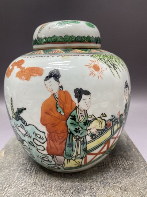 古玩陶瓷清晚期·西廂記·五彩蓋罐拍賣,當前價格2260元