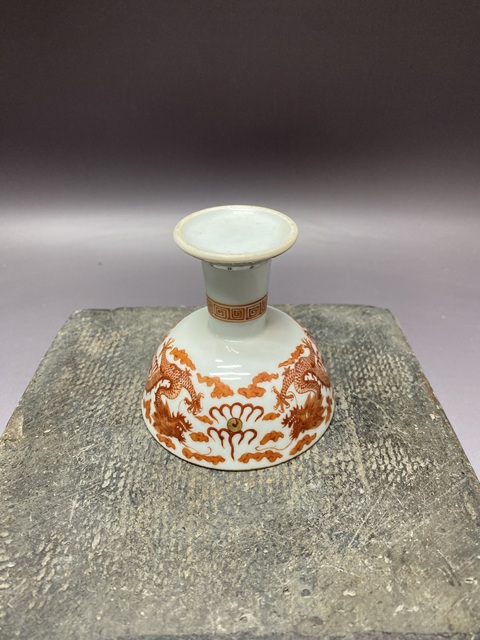 古玩陶瓷民國(guó)·雙龍趕珠·礬紅高足杯拍賣,當(dāng)前價(jià)格2980元