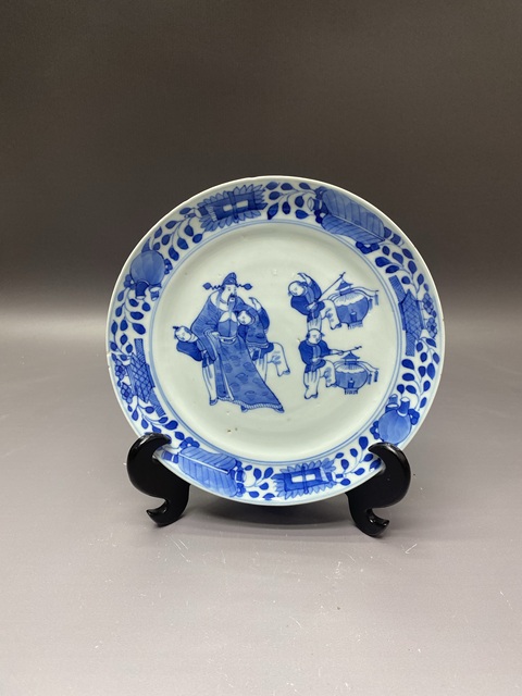 古玩陶瓷清咸豐·【太白醉酒】人物故事青花盤拍賣，當前價格2260元