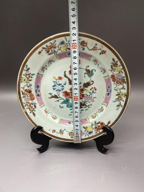 古玩陶瓷清雍正·細路粉彩花卉紋折沿盤拍賣,當前價格1690元
