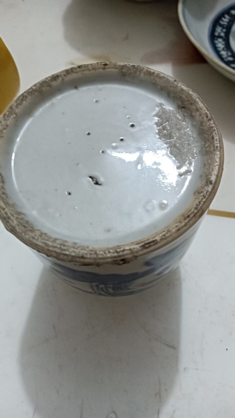 古玩陶瓷晚清青花水盂真品鑒賞圖