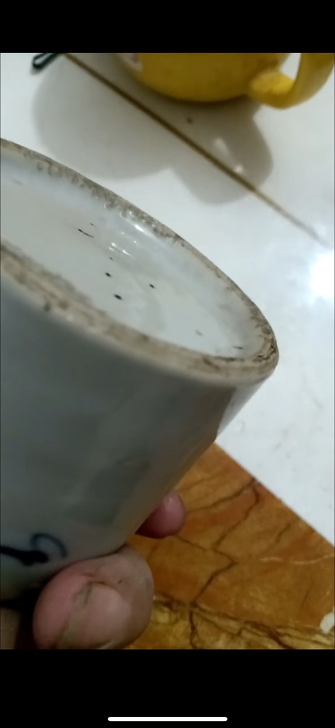 古玩陶瓷晚清青花水盂真品鑒賞圖