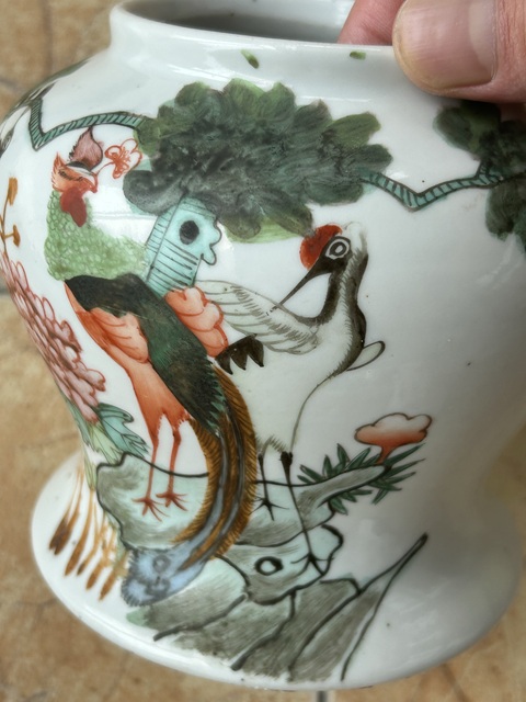 古玩陶瓷粉彩花鳥紋將軍罐真品鑒賞圖