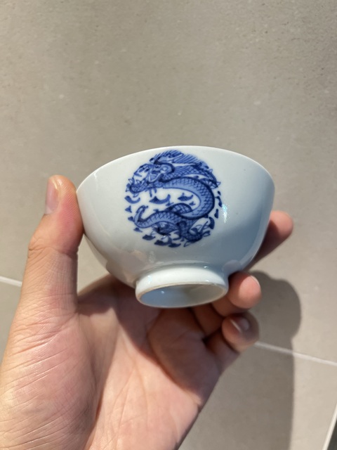 古玩陶瓷清晚期 青花龍紋碗真品鑒賞圖