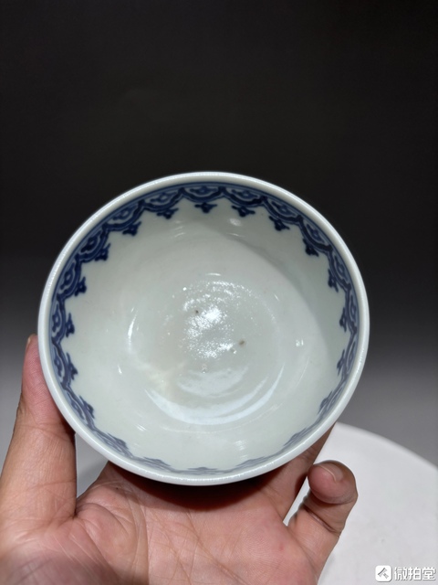 古玩陶瓷清道光青花山水人物圖碗真品鑒賞圖