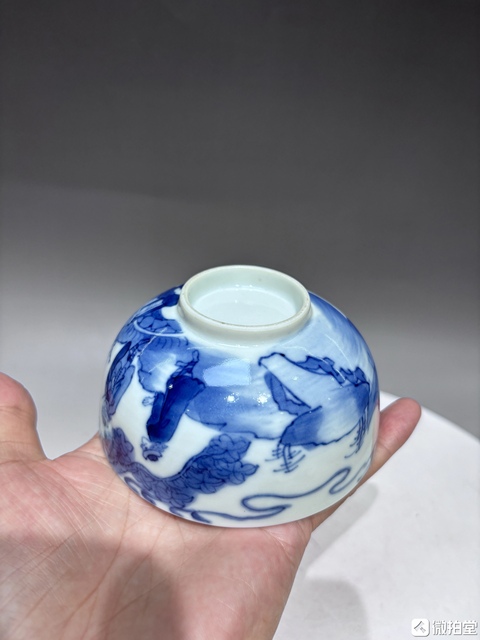 古玩陶瓷清道光青花山水人物圖碗真品鑒賞圖