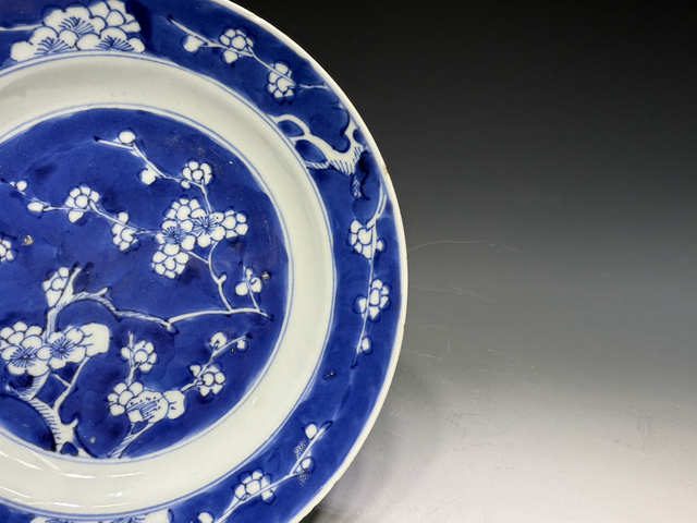 古玩陶瓷清康熙·青花留白冰梅紋盤真品鑒賞圖