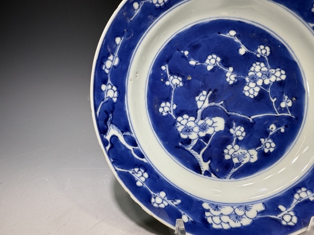 古玩陶瓷清康熙·青花留白冰梅紋盤真品鑒賞圖