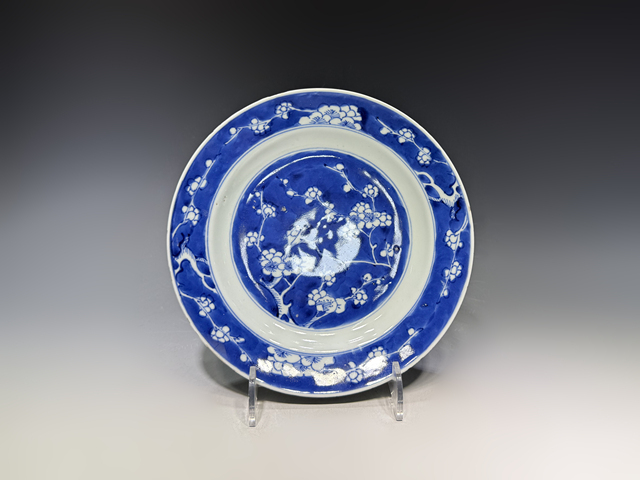 古玩陶瓷清康熙·青花留白冰梅紋盤真品鑒賞圖
