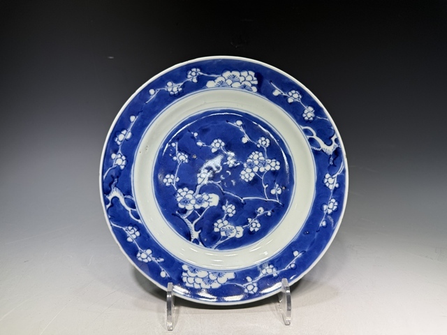 古玩陶瓷清康熙·青花留白冰梅紋盤真品鑒賞圖