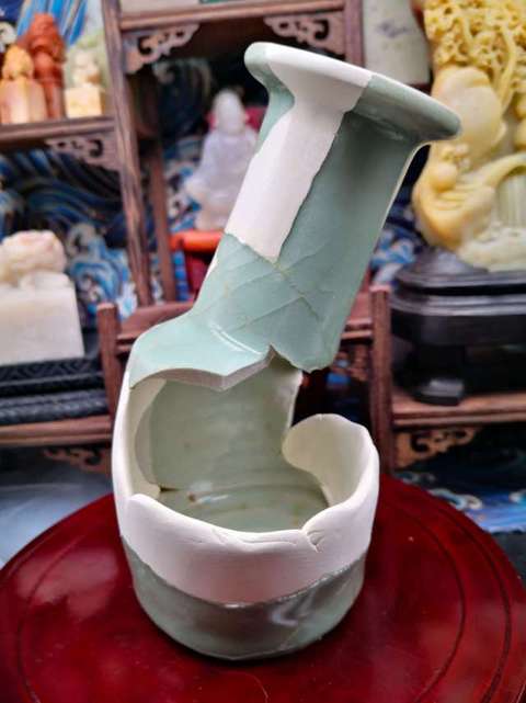 古玩陶瓷龍泉青瓷紙槌瓶，平臺不允許估價真品鑒賞圖
