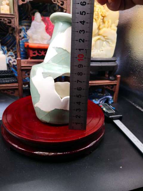 古玩陶瓷龍泉青瓷紙槌瓶，平臺不允許估價真品鑒賞圖