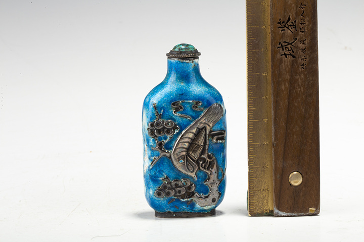 古玩雜項創匯·銀胎琺瑯彩花鳥紋鼻煙壺拍賣,當前價格680元