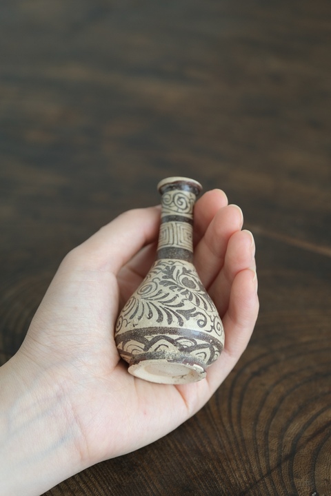 古玩陶瓷吉州窯彩繪小瓶真品鑒賞圖