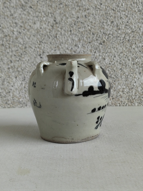 古玩陶瓷青花花卉詩文四系壺拍賣,當前價格450元