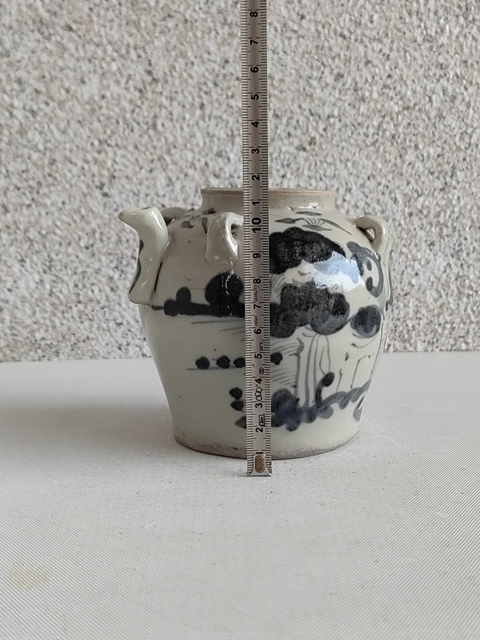 古玩陶瓷青花花卉詩文四系壺拍賣,當前價格450元