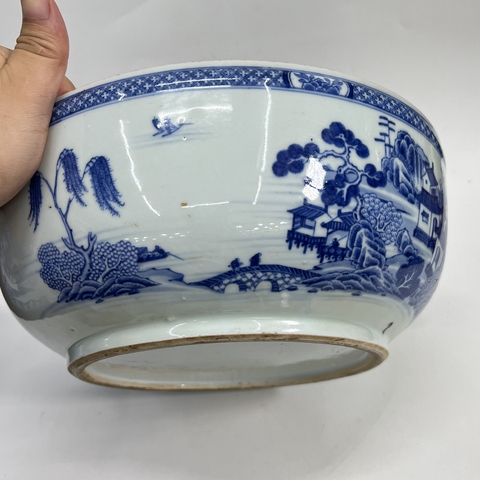 古玩陶瓷青花山水亭臺樓閣大溫鍋真品鑒賞圖