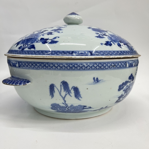 古玩陶瓷青花山水亭臺樓閣大溫鍋真品鑒賞圖