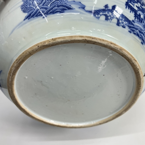 古玩陶瓷青花山水亭臺樓閣大溫鍋真品鑒賞圖