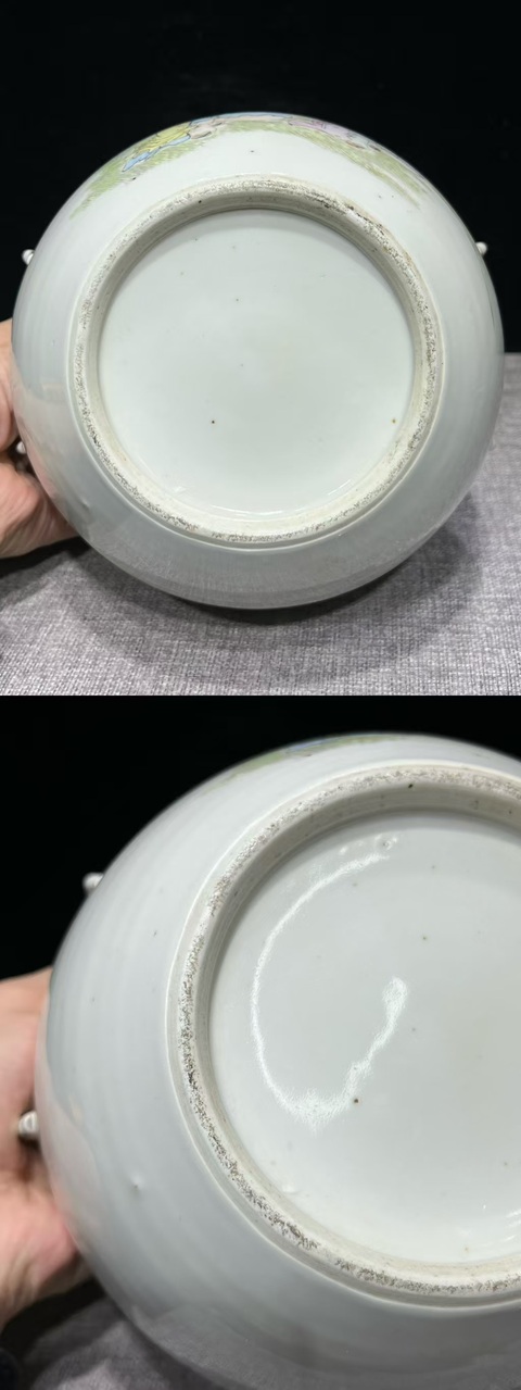 古玩陶瓷民國新彩獻壽圖粥罐真品鑒賞圖
