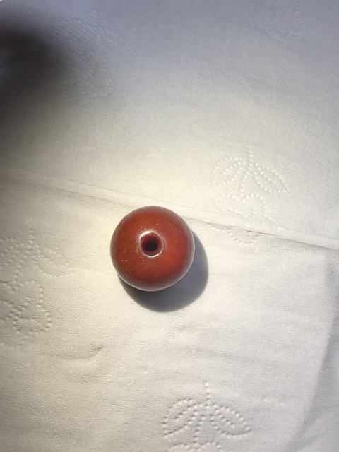 古玩玉器紅瑪瑙珠真品鑒賞圖
