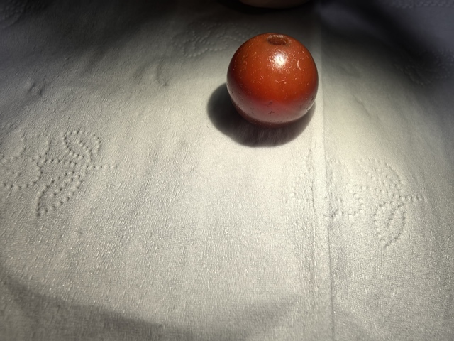 古玩玉器紅瑪瑙珠真品鑒賞圖