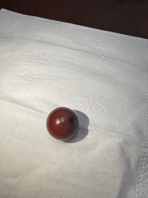 古玩玉器紅瑪瑙珠真品鑒賞圖