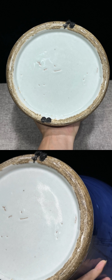 古玩陶瓷藍上藍貫耳瓶真品鑒賞圖