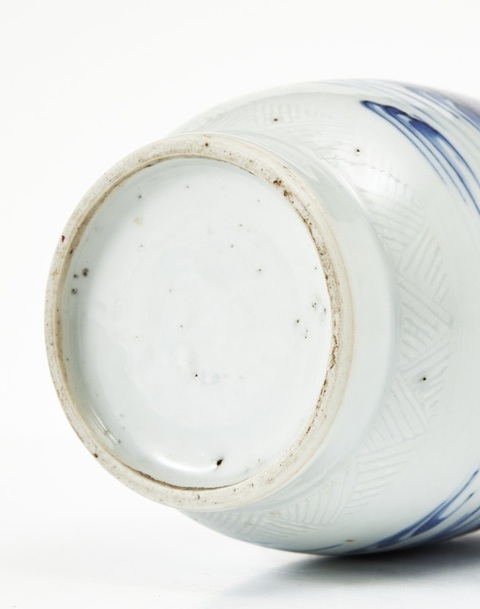 古玩陶瓷青花風景人物紋蓮子罐真品鑒賞圖
