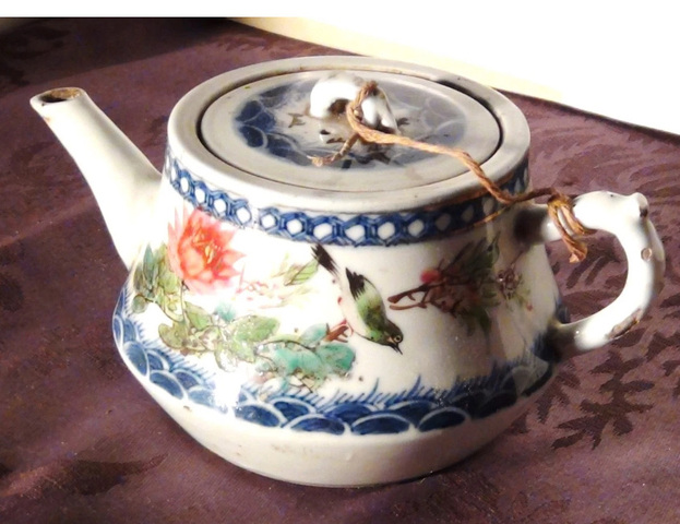古玩陶瓷青花淺絳彩花鳥壺真品鑒賞圖