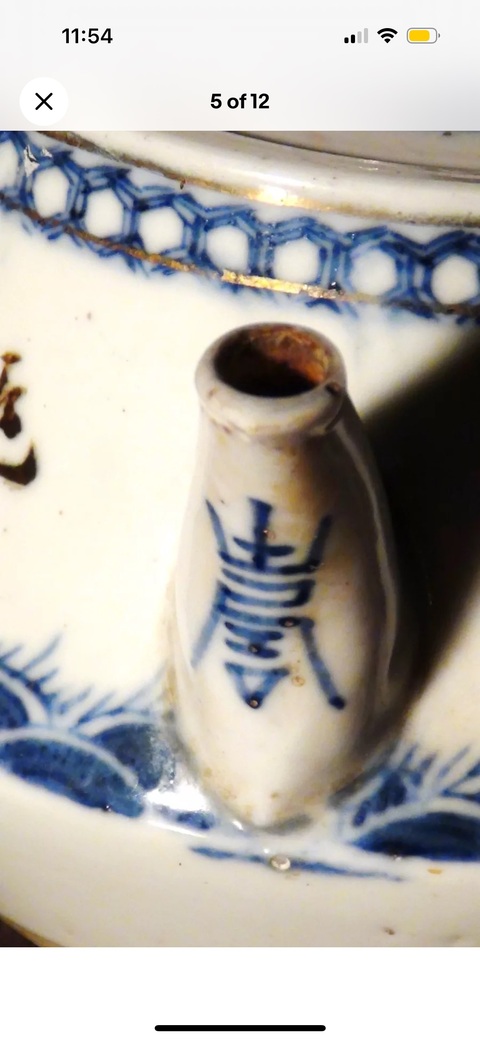 古玩陶瓷青花淺絳彩花鳥壺真品鑒賞圖