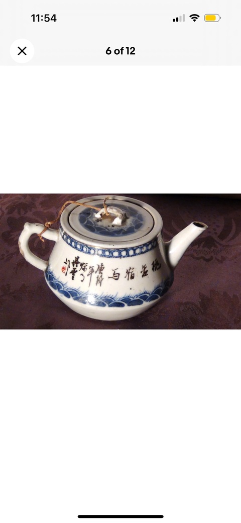 古玩陶瓷青花淺絳彩花鳥壺真品鑒賞圖