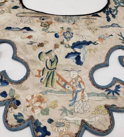 古玩雜項刺繡云肩真品鑒賞圖