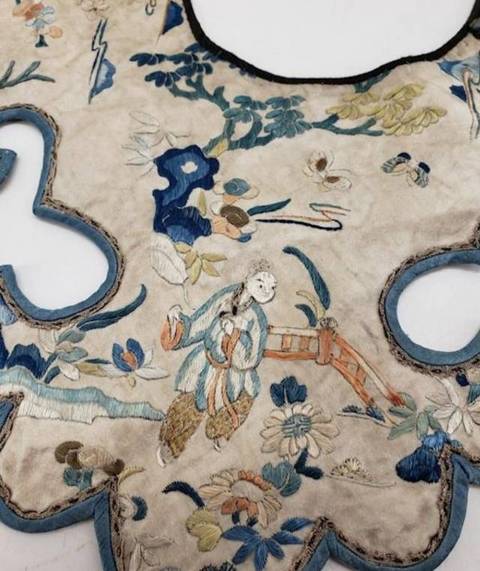 古玩雜項刺繡云肩真品鑒賞圖