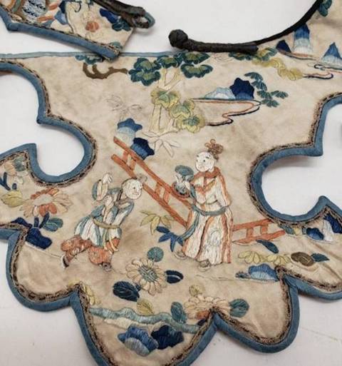 古玩雜項刺繡云肩真品鑒賞圖