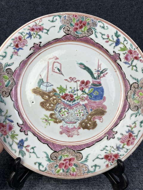 古玩陶瓷雍正粉彩花卉紋盤拍賣，當前價格2988元