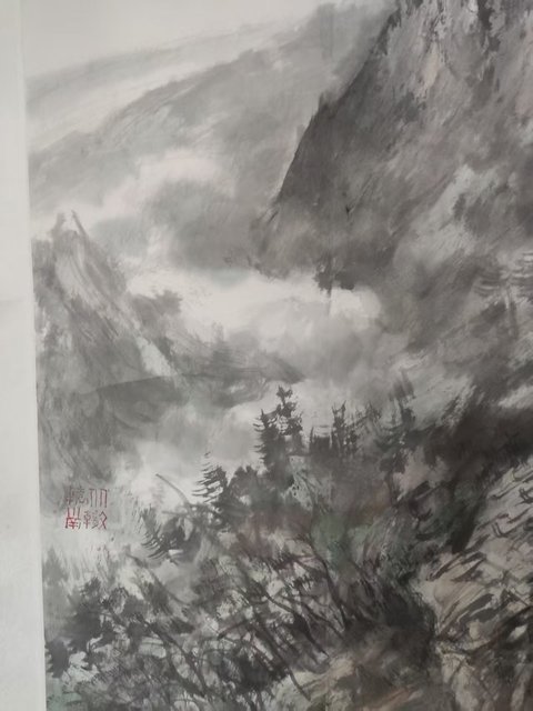 古玩字畫手工原裝原裱中美協(xié)名家呂效書 山水拍賣，當前價格2388元