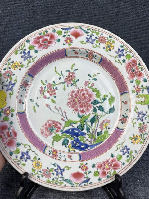 古玩陶瓷雍正粉彩花卉紋盤拍賣,當前價格2888元