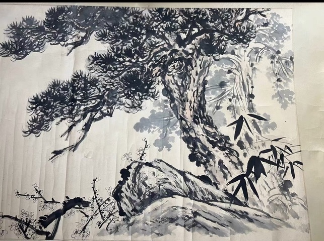古玩字畫歲寒花木真品鑒賞圖